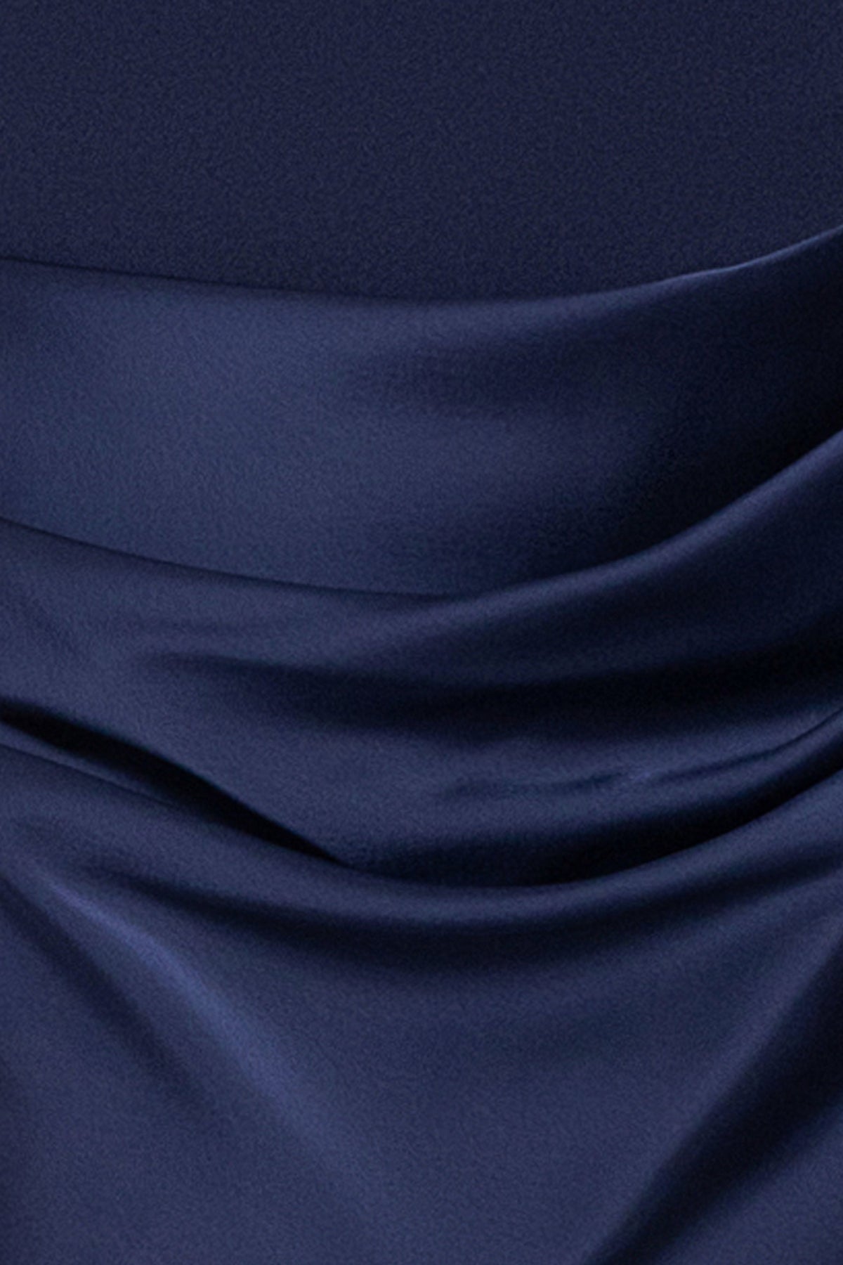 Betsy & Adam "Jamie" Double Face Satin Mock Neck Dress - Navy