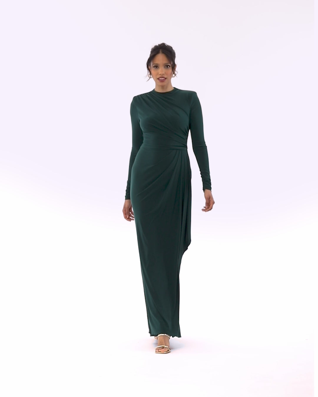 Betsy & Adam Petite "Jeanette" Stretch Knit Long Sleeve Dress - Pine