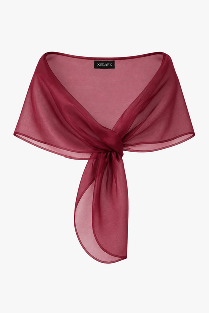 Betsy & Adam "Joan" Pull Through Organza Shawl Wrap - Wine