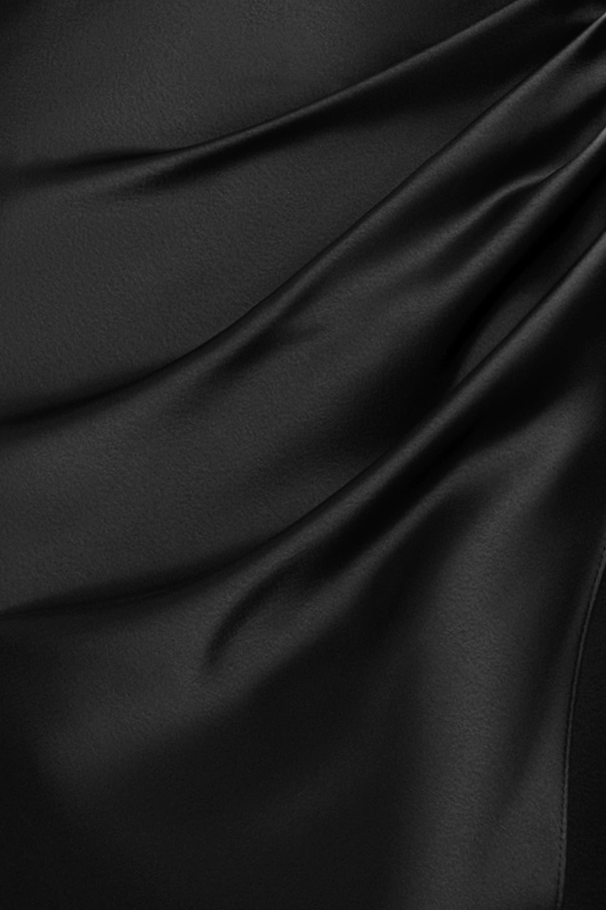 Betsy & Adam “Hailey” Double Faced Satin Off The Shoulder Ruched Dress - Black
