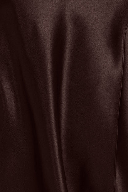 Betsy & Adam Plus "Sofia" Satin Drop Shoulder Dress - Brown