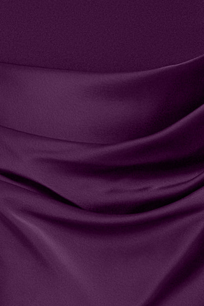 Betsy & Adam "Jamie" Double Face Satin Mock Neck Dress - Plum