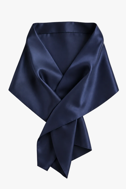 Betsy & Adam "Ayla" Satin Wrap Shawl - Navy