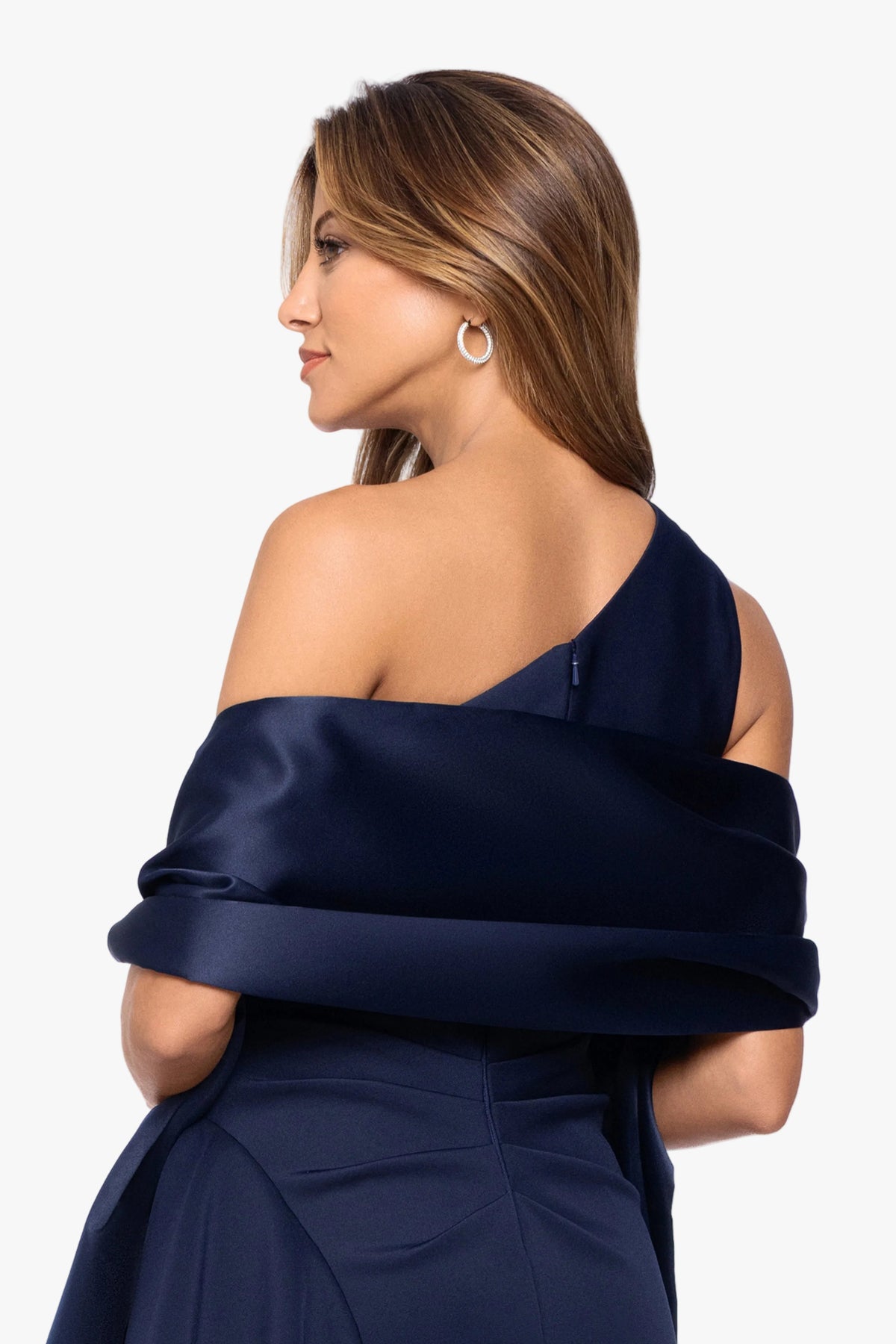 Betsy & Adam "Ayla" Satin Wrap Shawl - Navy