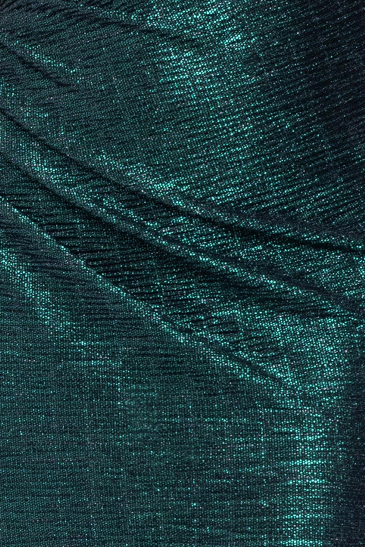 Betsy & Adam "Avril" Metallic One Shoulder Ruched Dress - Black/Emerald