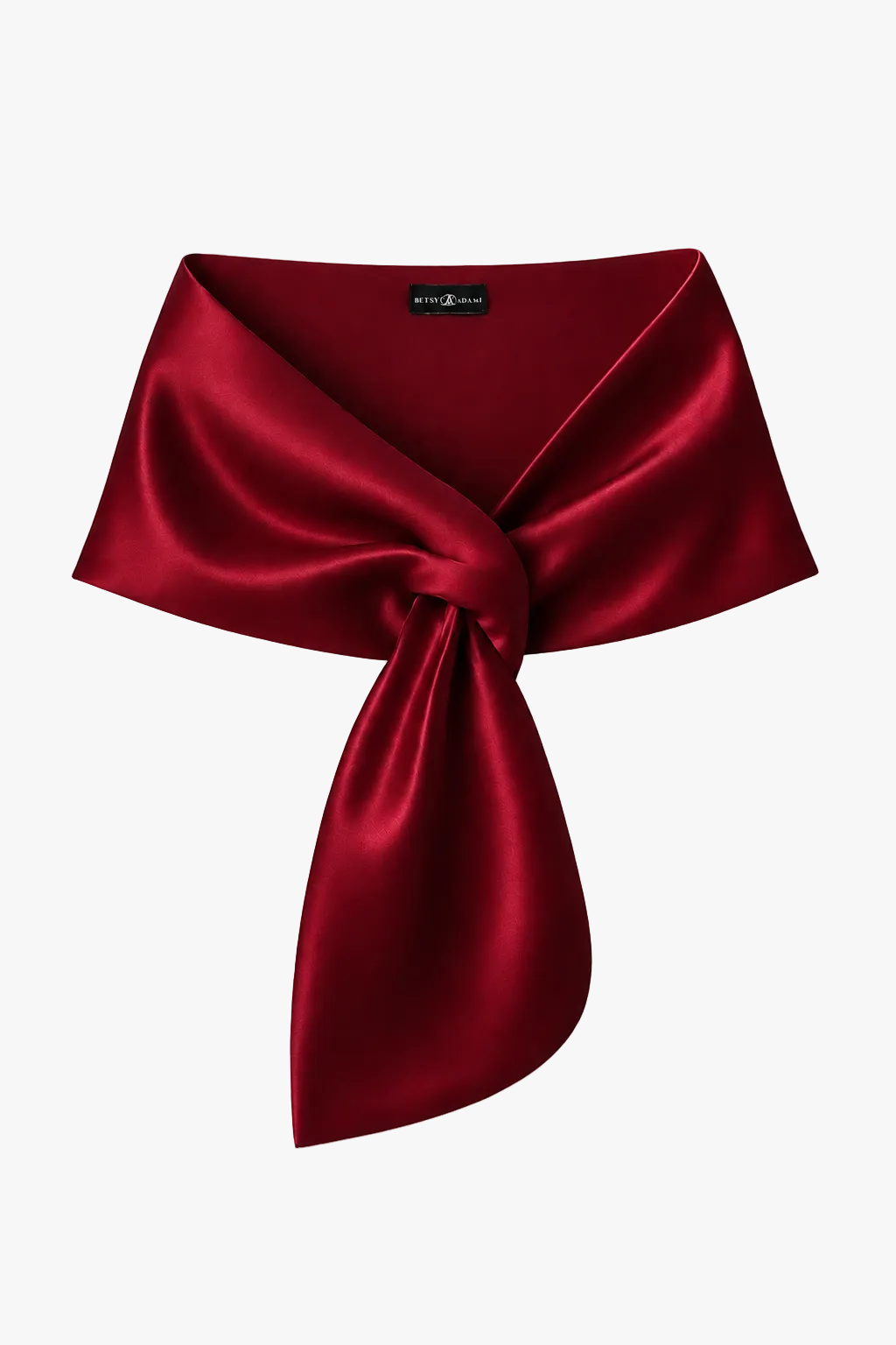 Betsy & Adam "Trixie" Satin Pull Through Shawl Wrap - Burgundy