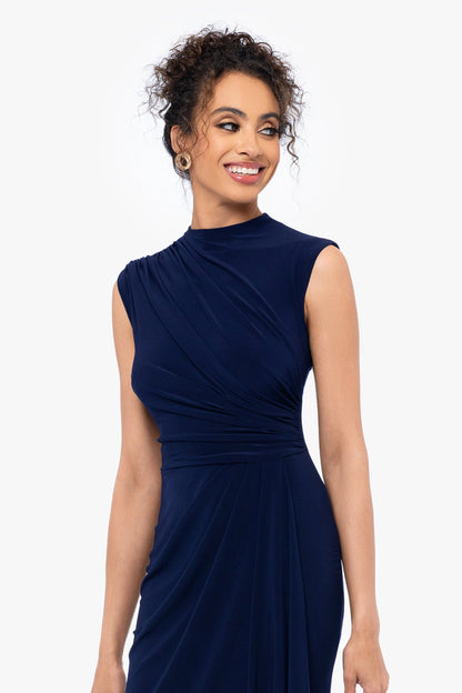 Betsy & Adam "Patricia" Jersey Knit Sleeveless Dress - Navy
