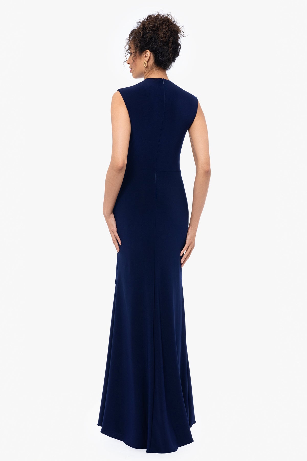Betsy & Adam "Patricia" Jersey Knit Sleeveless Dress - Navy
