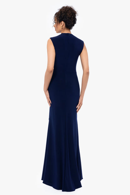 Betsy & Adam "Patricia" Jersey Knit Sleeveless Dress - Navy
