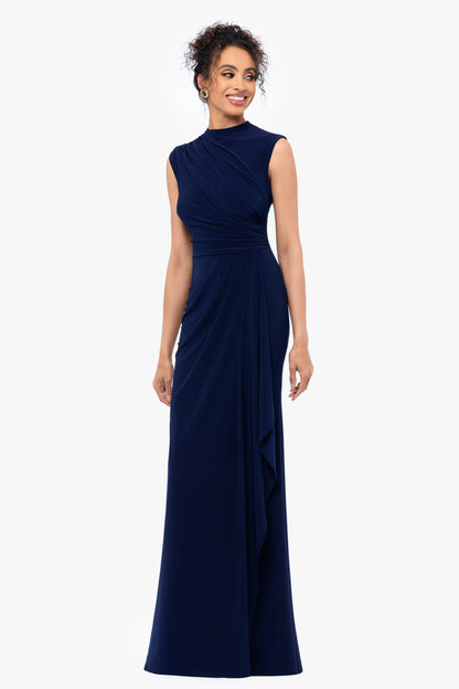 Betsy & Adam "Patricia" Jersey Knit Sleeveless Dress - Navy
