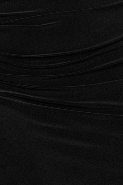 Betsy & Adam Plus “Miriam” Jersey Knit Draped Back Dress - Black