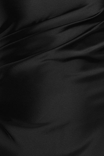 Betsy & Adam "Magnolia" Satin One Shoulder Dress - Black