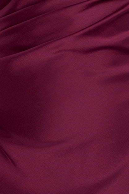 Betsy & Adam "Magnolia" Satin One Shoulder Dress - Wine