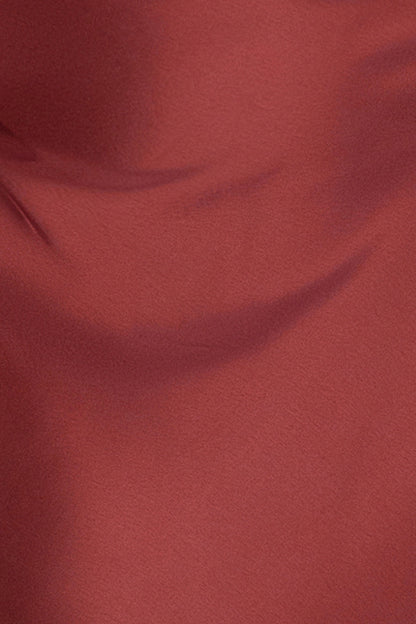 Betsy & Adam "Magnolia" Satin One Shoulder Dress - Nutmeg