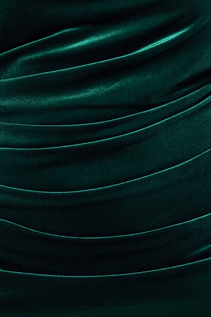 Betsy & Adam Plus "Audrey" Velvet Draped Back Dress - Hunter