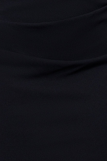 Betsy & Adam "Jordan" Scuba Crepe Draped Back Short Dress - Black