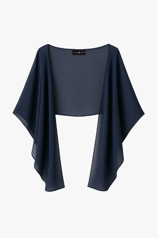 Betsy & Adam "Bernadette" Chiffon Shawl Wrap - Navy