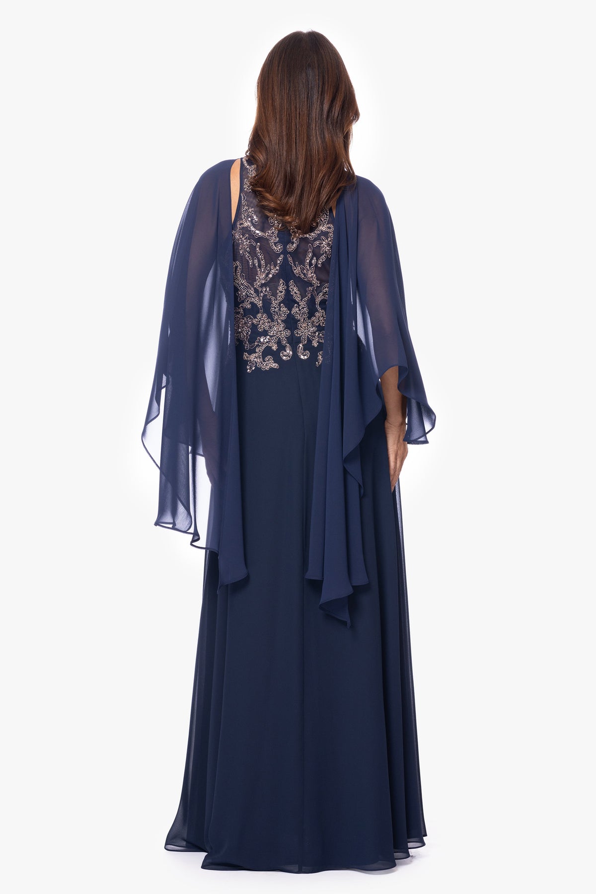 Betsy & Adam "Bernadette" Chiffon Shawl Wrap - Navy