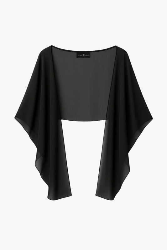 Betsy & Adam "Bernadette" Chiffon Shawl Wrap - Black