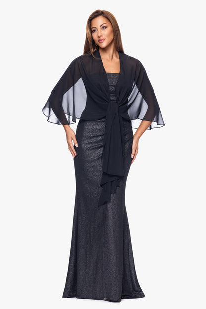 Betsy & Adam "Bernadette" Chiffon Shawl Wrap - Black