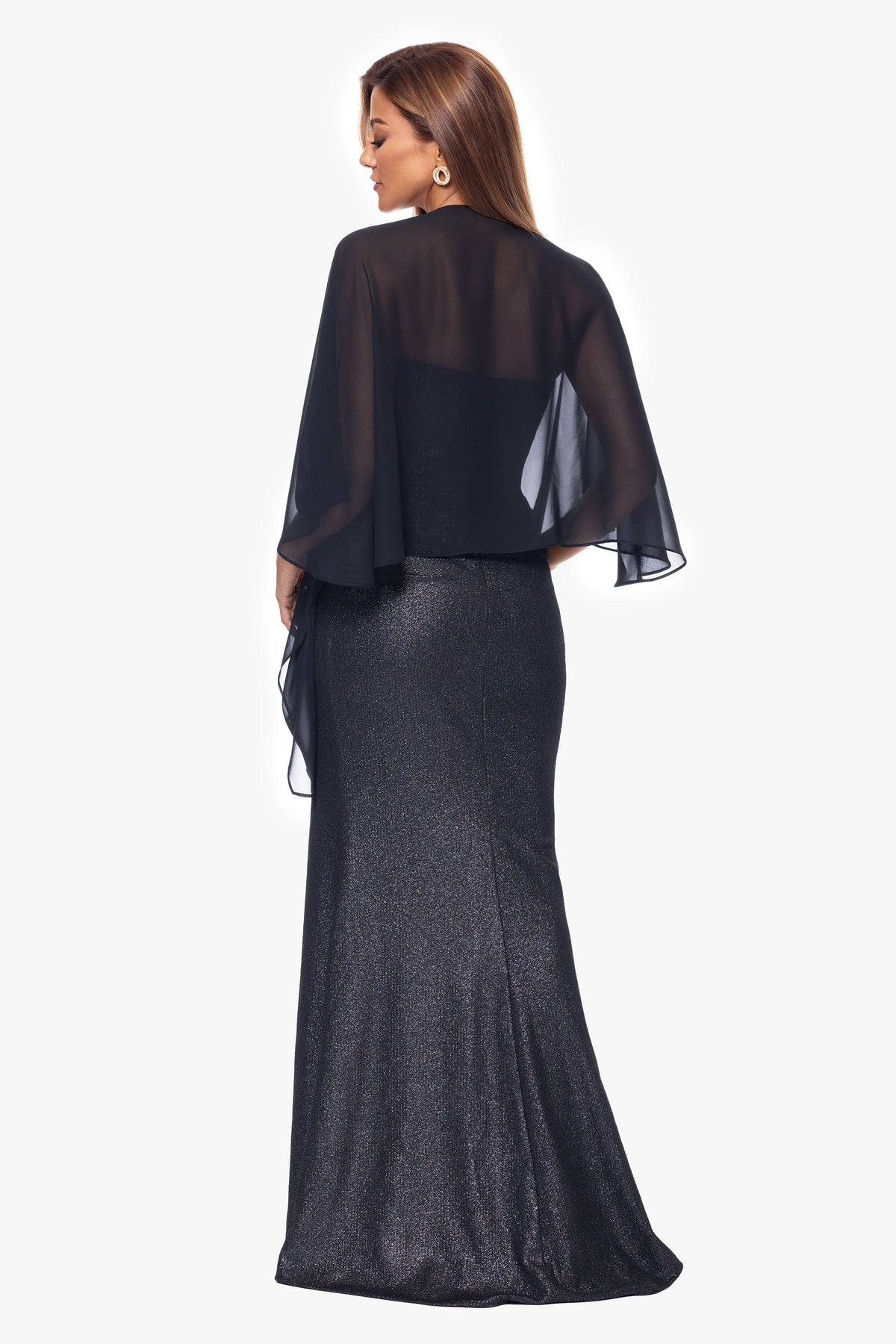 Betsy & Adam "Bernadette" Chiffon Shawl Wrap - Black