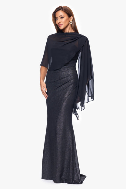 Betsy & Adam "Bernadette" Chiffon Shawl Wrap - Black