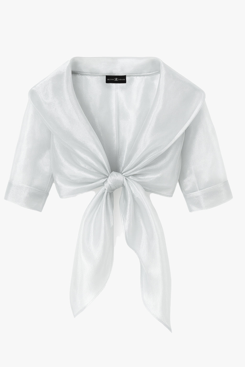Betsy & Adam "Agnes" Organza 3/4 Sleeve Shawl Wrap - Silver