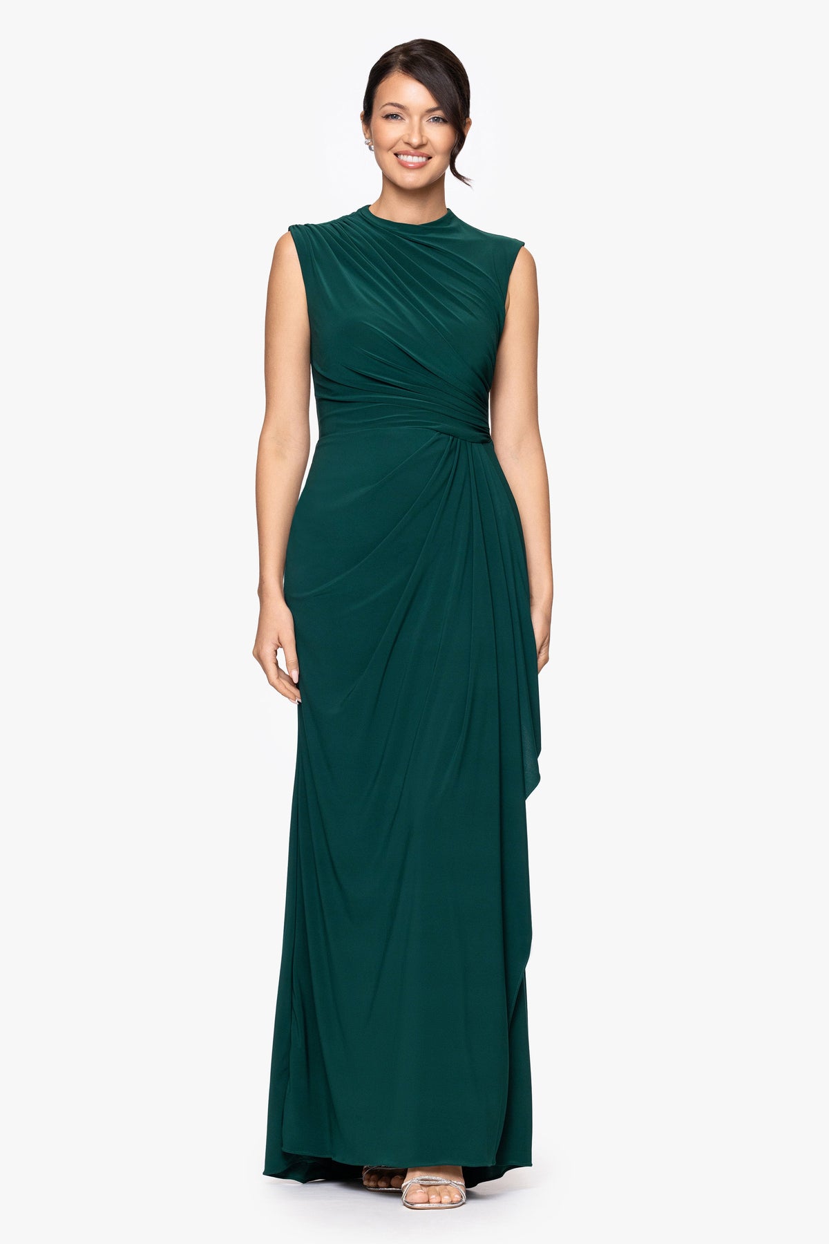 Betsy & Adam "Patricia" Jersey Knit Sleeveless Dress - Forest