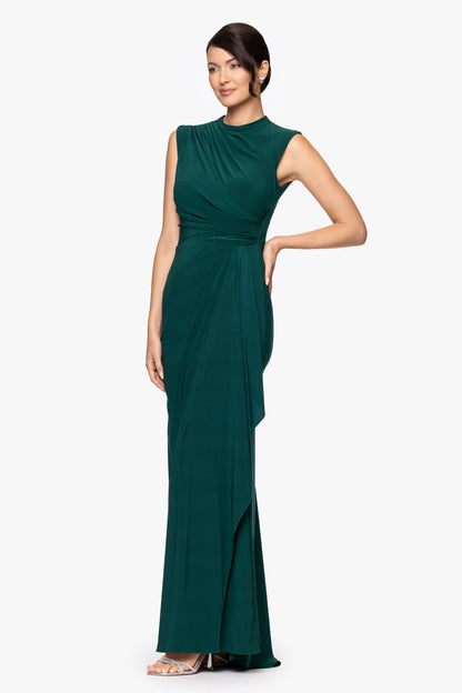 Betsy & Adam "Patricia" Jersey Knit Sleeveless Dress - Forest