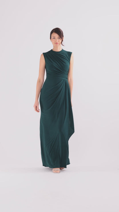 Betsy & Adam "Patricia" Jersey Knit Sleeveless Dress - Forest