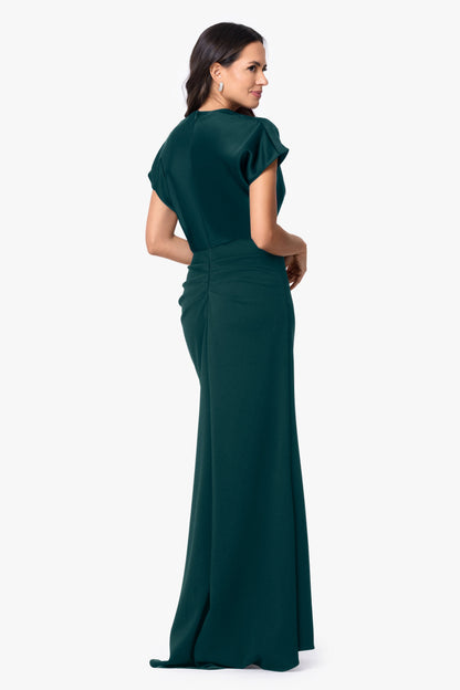 Betsy & Adam Petite "Rinna" Scuba Crepe & Satin Cowl Neck Dress - Pine