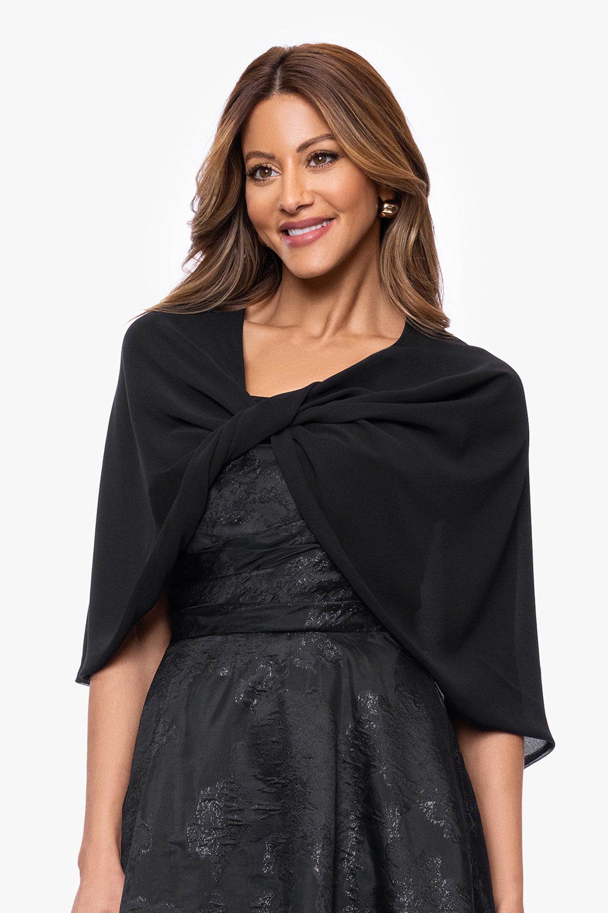 Betsy & Adam "Nikita" Chiffon Twist Shawl Wrap - Navy