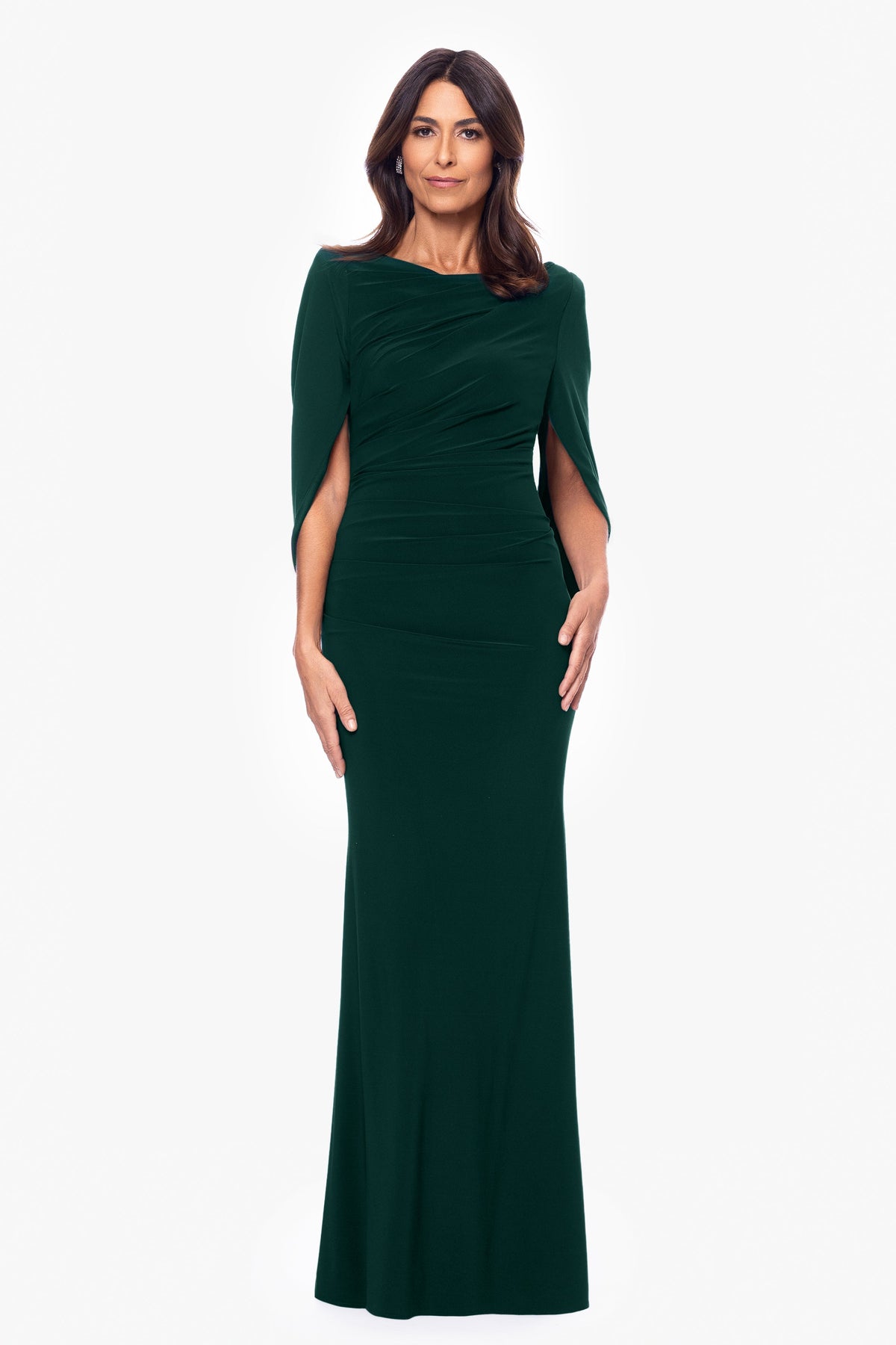 Betsy & Adam “Miriam” Jersey Knit Draped Back Dress - Forest