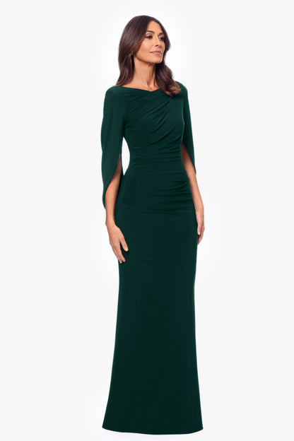 Betsy & Adam “Miriam” Jersey Knit Draped Back Dress - Forest