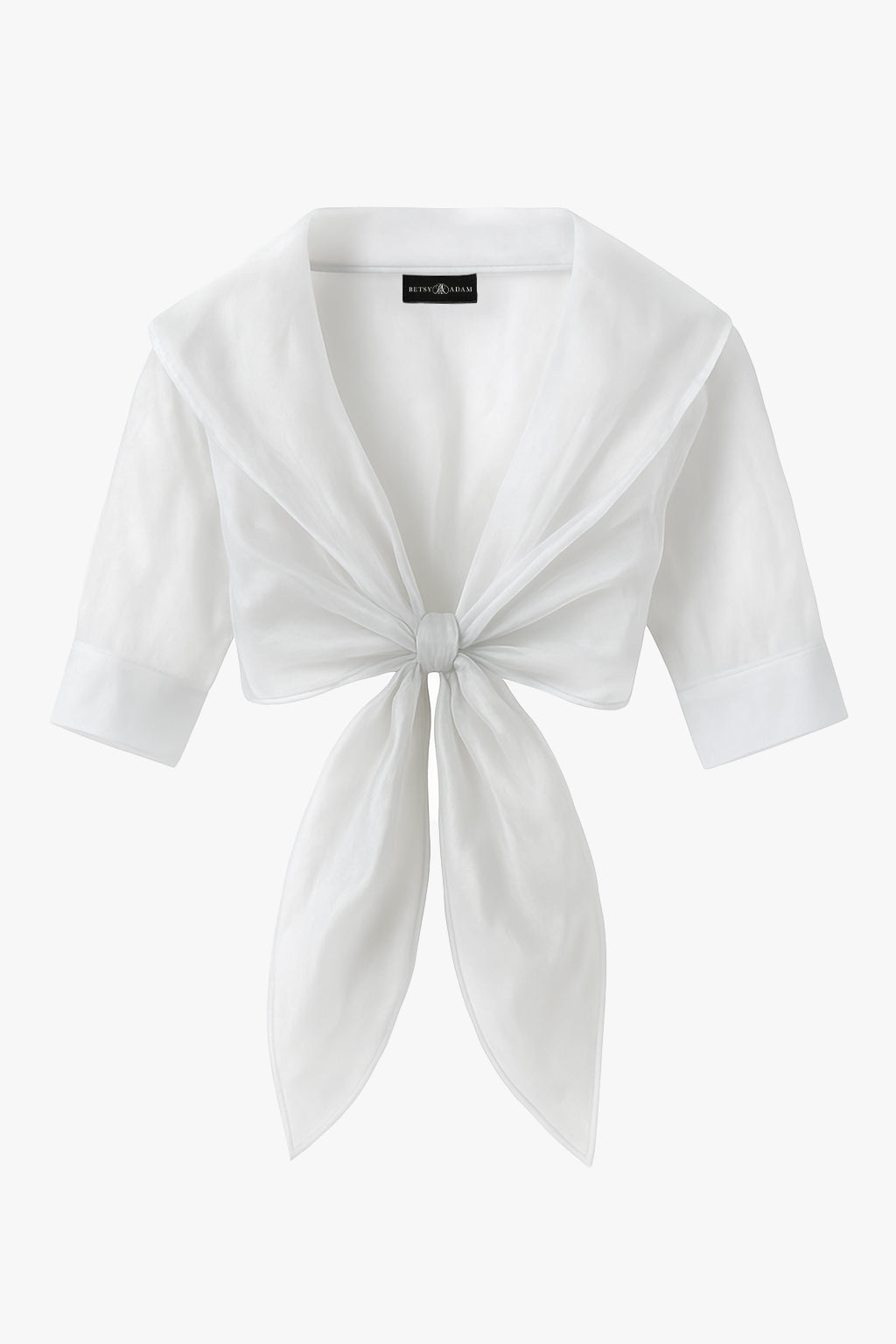 Betsy & Adam "Agnes" Organza 3/4 Sleeve Shawl Wrap - Ivory