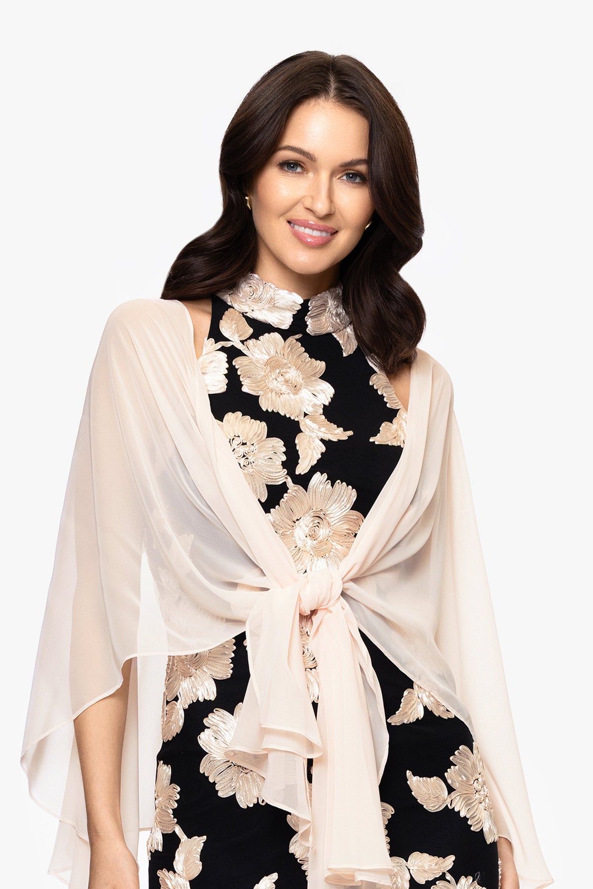 Betsy & Adam "Bernadette" Chiffon Shawl Wrap - Blush