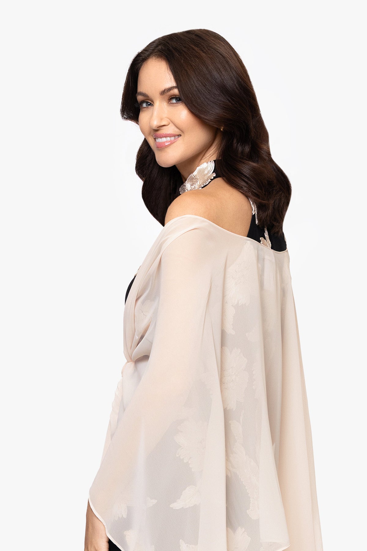Betsy & Adam "Bernadette" Chiffon Shawl Wrap - Blush