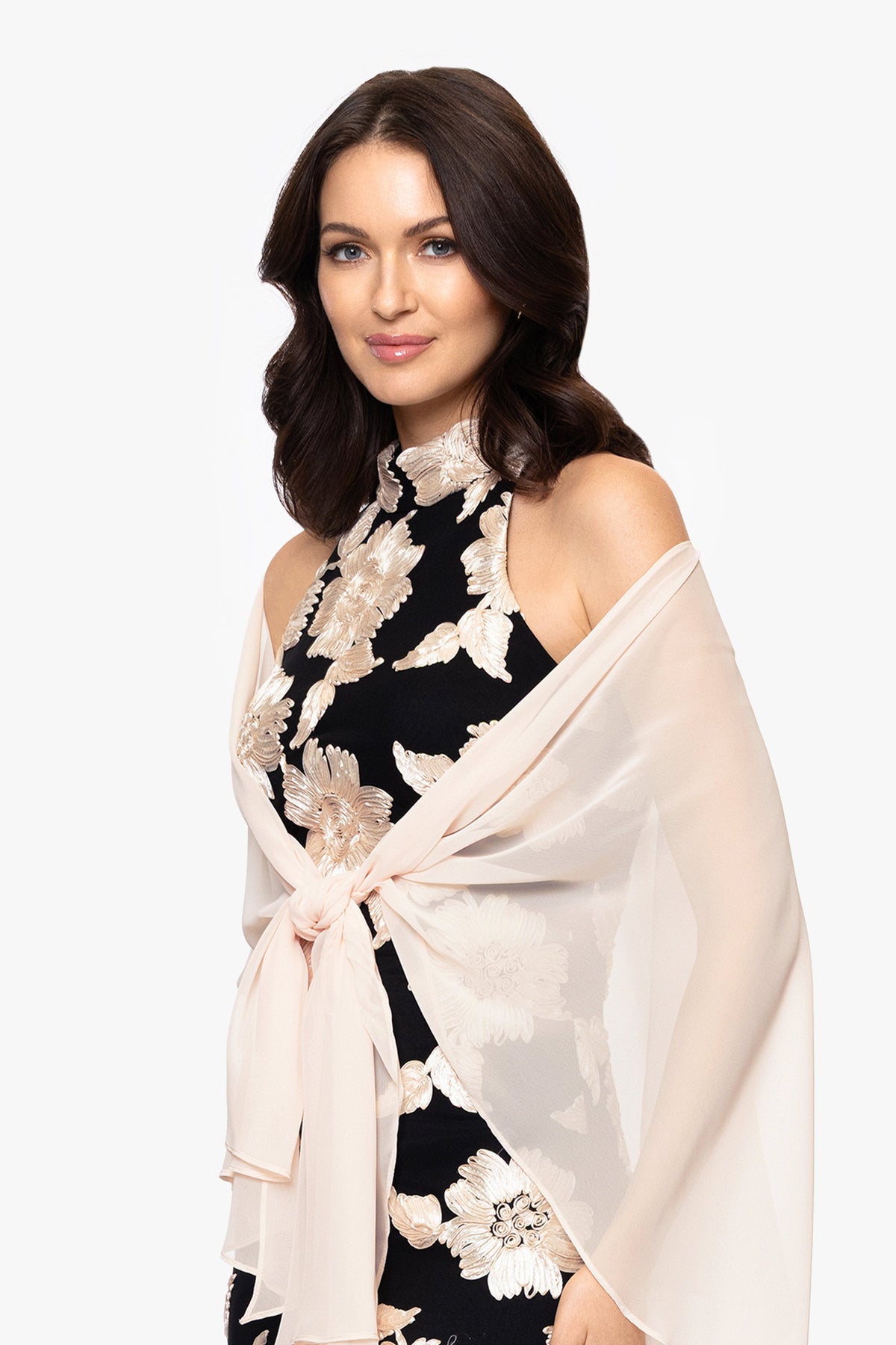 Betsy & Adam "Bernadette" Chiffon Shawl Wrap - Blush