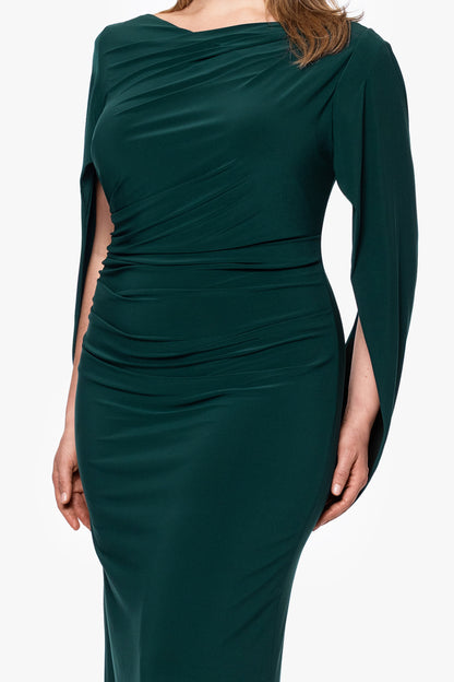 Betsy & Adam Plus “Miriam” Jersey Knit Draped Back Dress - Forest