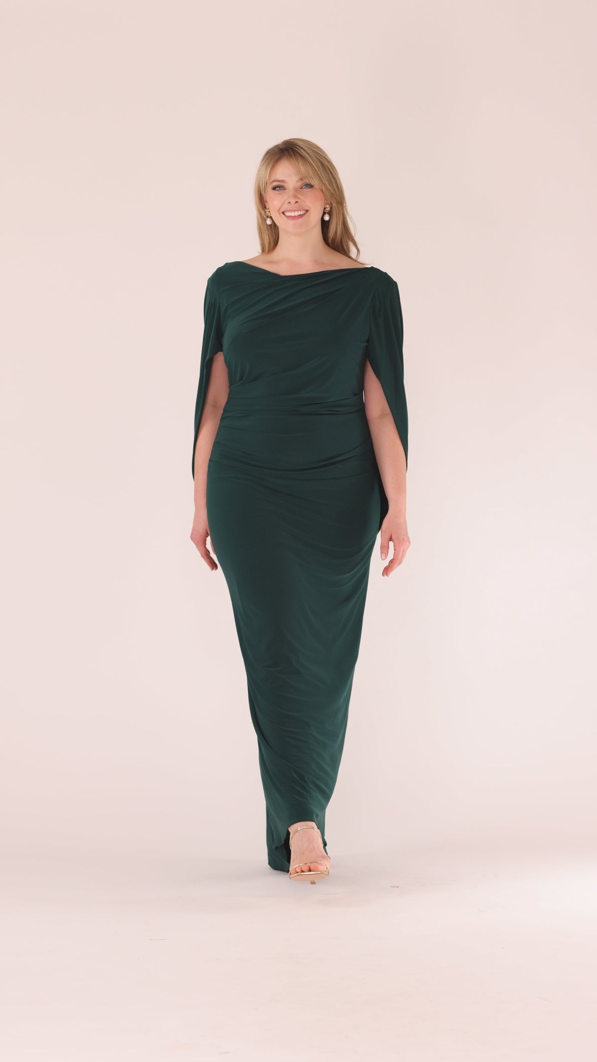 Betsy & Adam Plus “Miriam” Jersey Knit Draped Back Dress - Forest
