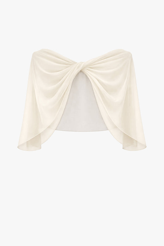 Betsy & Adam "Nikita" Chiffon Twist Shawl Wrap - Ivory
