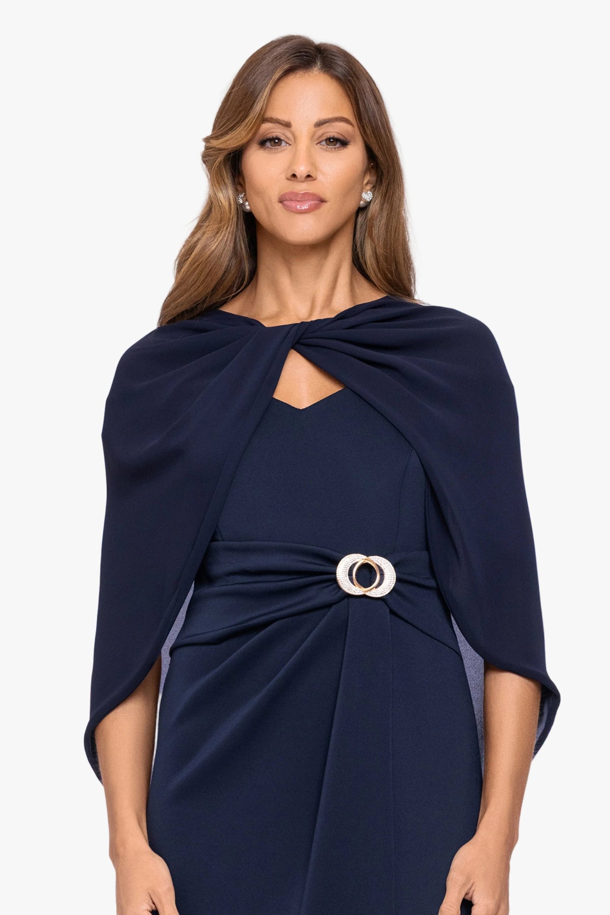 Betsy & Adam "Nikita" Chiffon Twist Shawl Wrap - Ivory