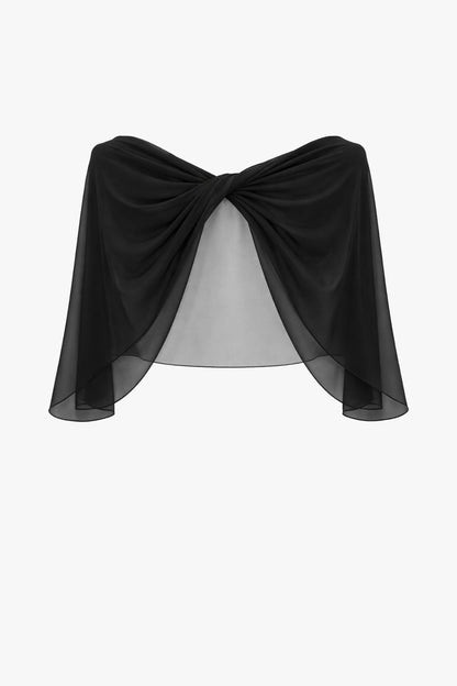 Betsy & Adam "Nikita" Chiffon Twist Shawl Wrap - Black