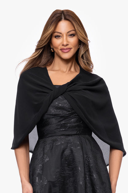 Betsy & Adam "Nikita" Chiffon Twist Shawl Wrap - Black