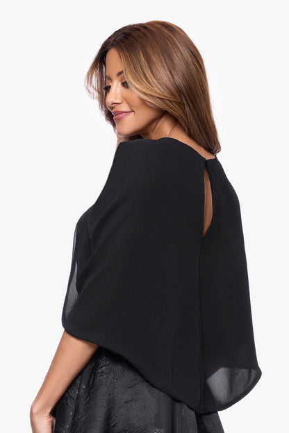 Betsy & Adam "Nikita" Chiffon Twist Shawl Wrap - Black
