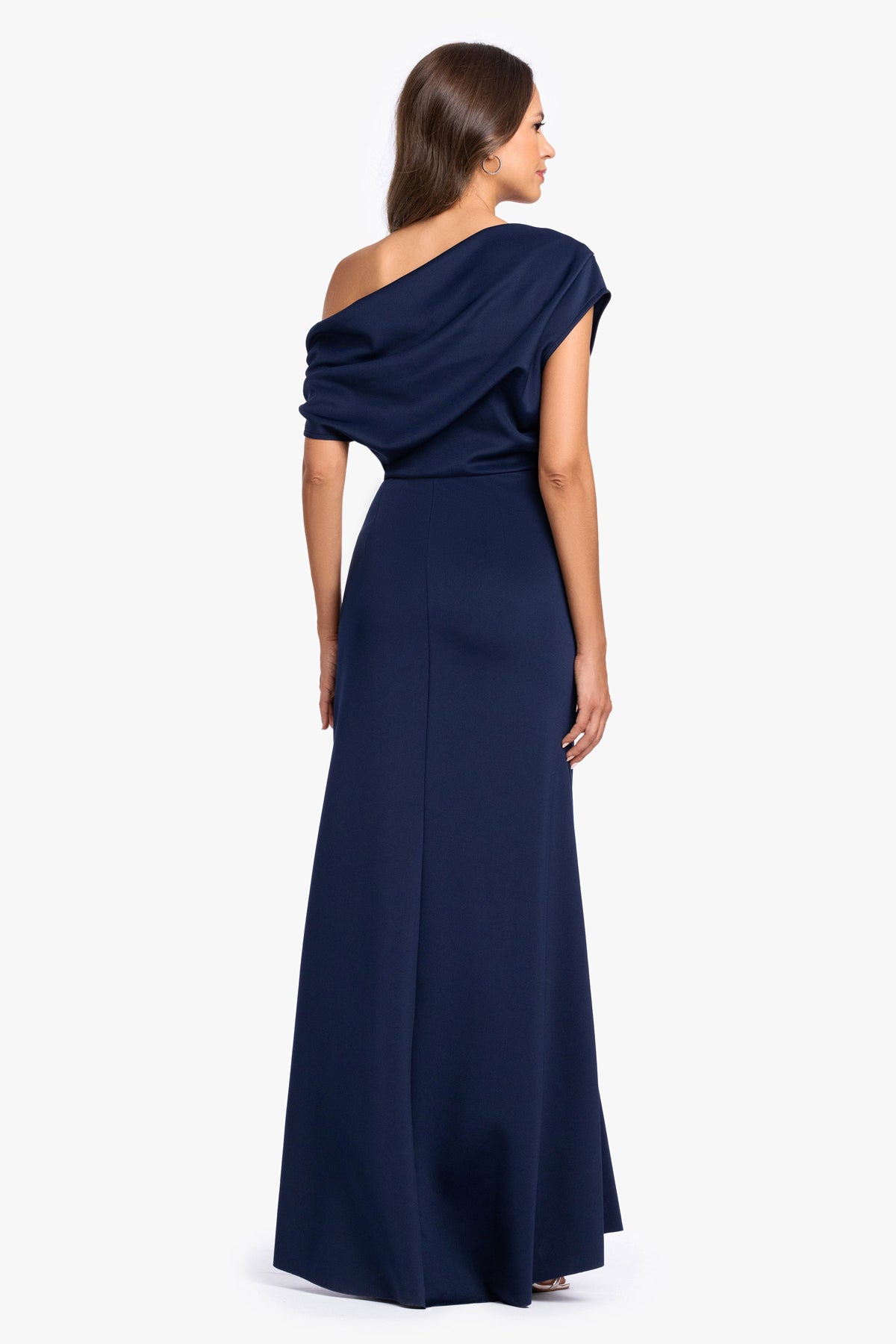 Betsy & Adam "Lillian" Techno Scuba Ruched Dress - Midnight