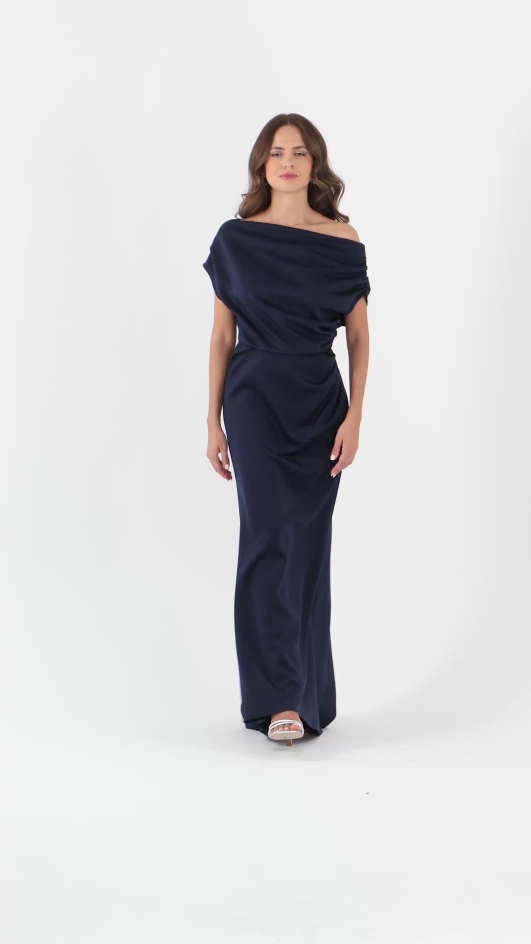Betsy & Adam "Lillian" Techno Scuba Ruched Dress - Midnight