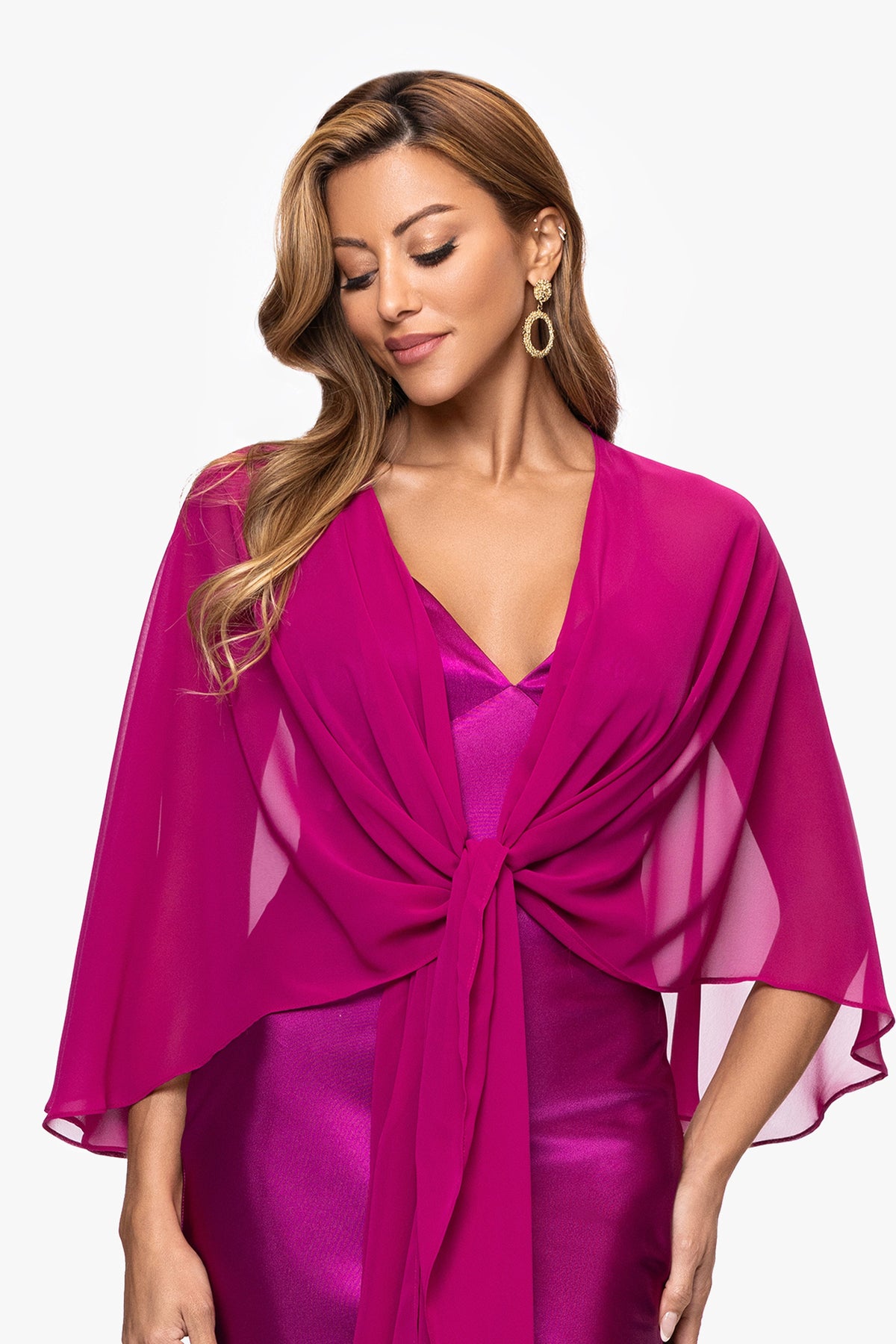 Betsy & Adam "Bernadette" Chiffon Shawl Wrap - Magenta