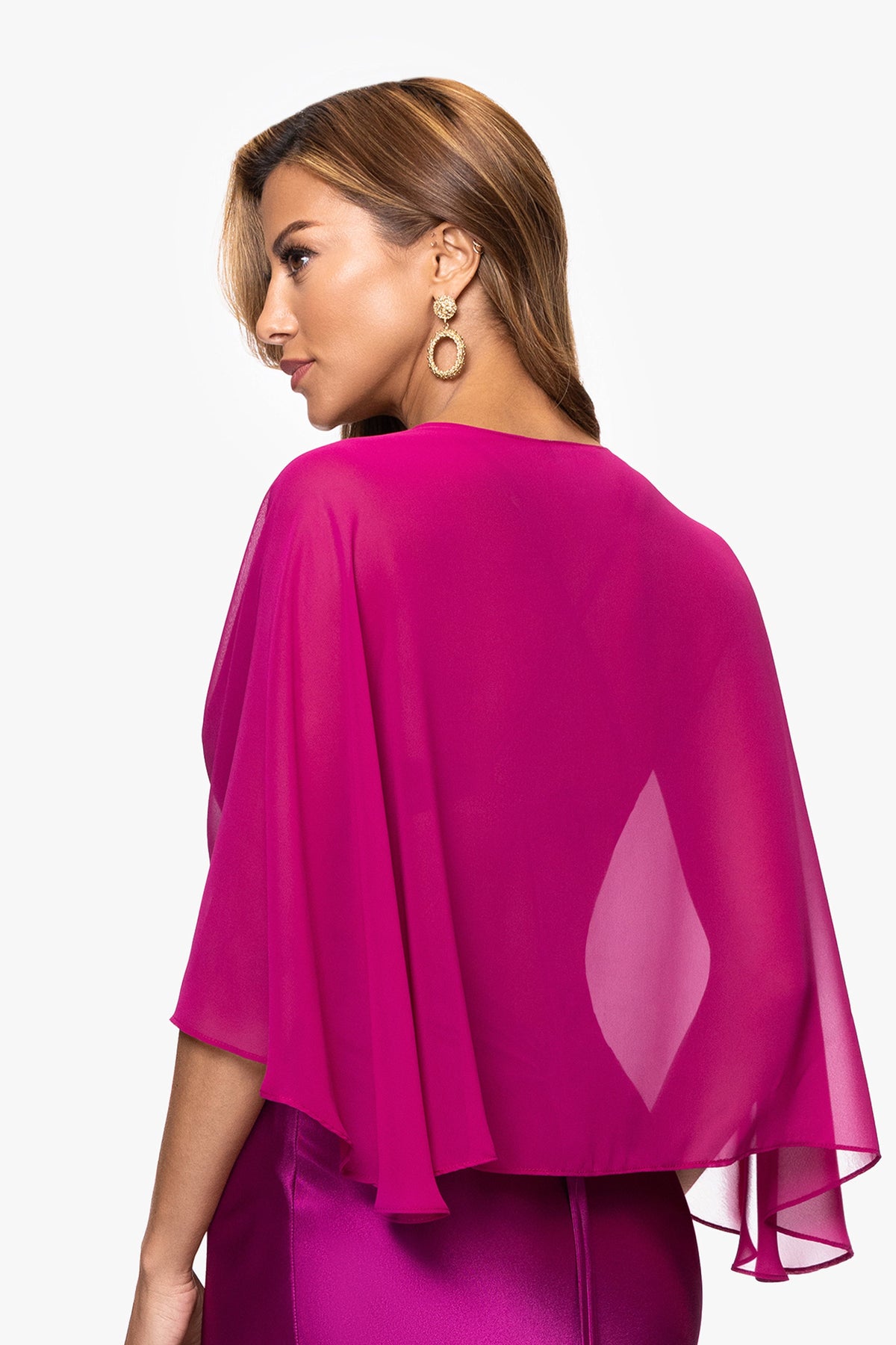 Betsy & Adam "Bernadette" Chiffon Shawl Wrap - Magenta