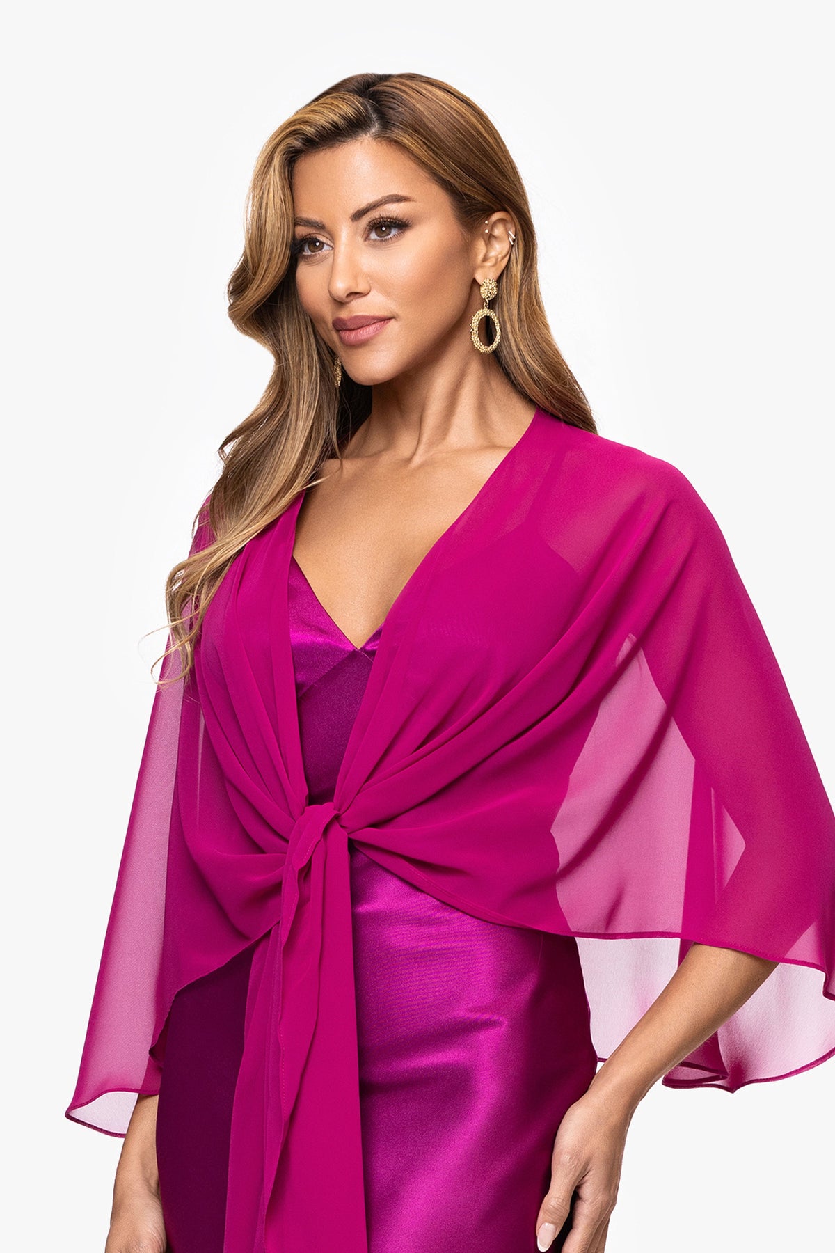Betsy & Adam "Bernadette" Chiffon Shawl Wrap - Magenta